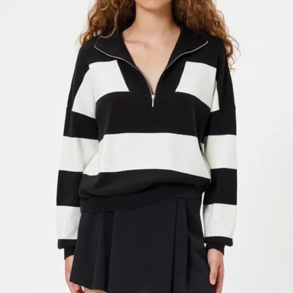 Black and White Striped Women's Sweater